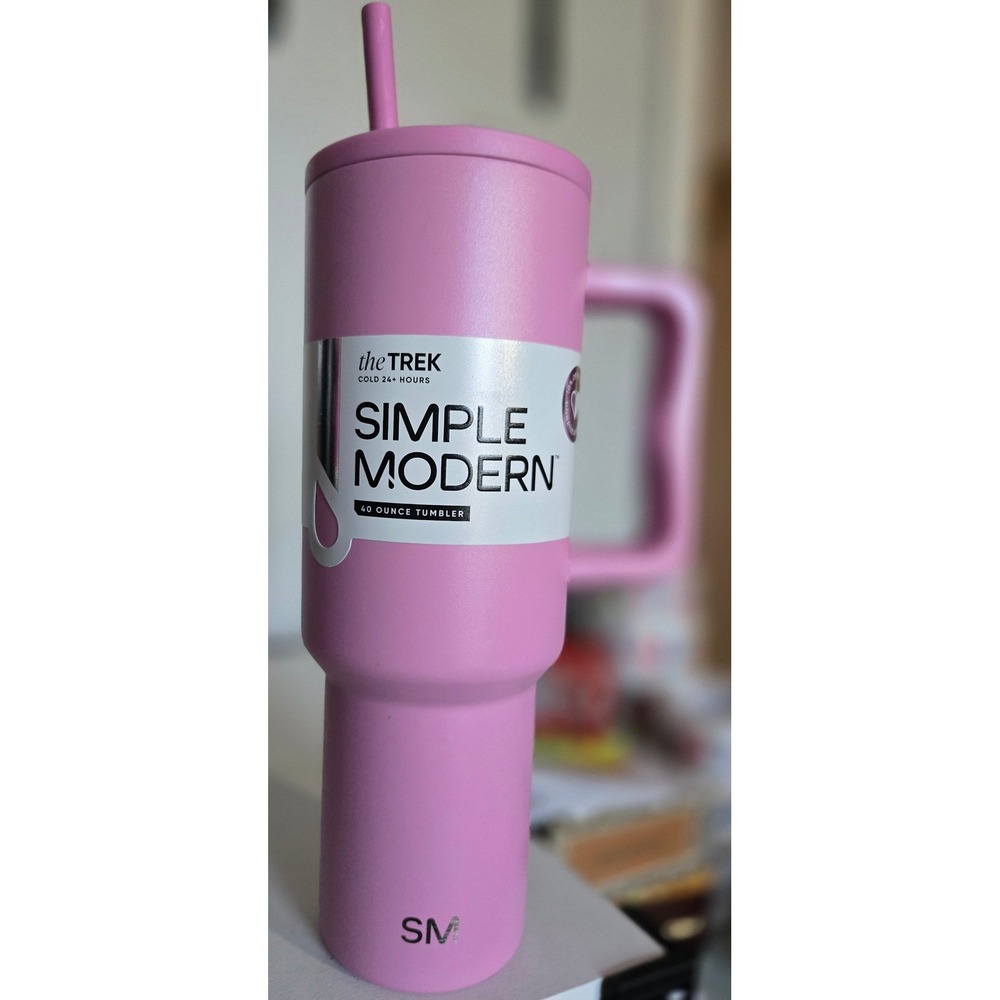 Simple Modern Trek 40 oz Tumbler with Handle and Straw Lilac Pink Insulated Cup